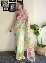 Georgette Green Casual Wear Printed Saree